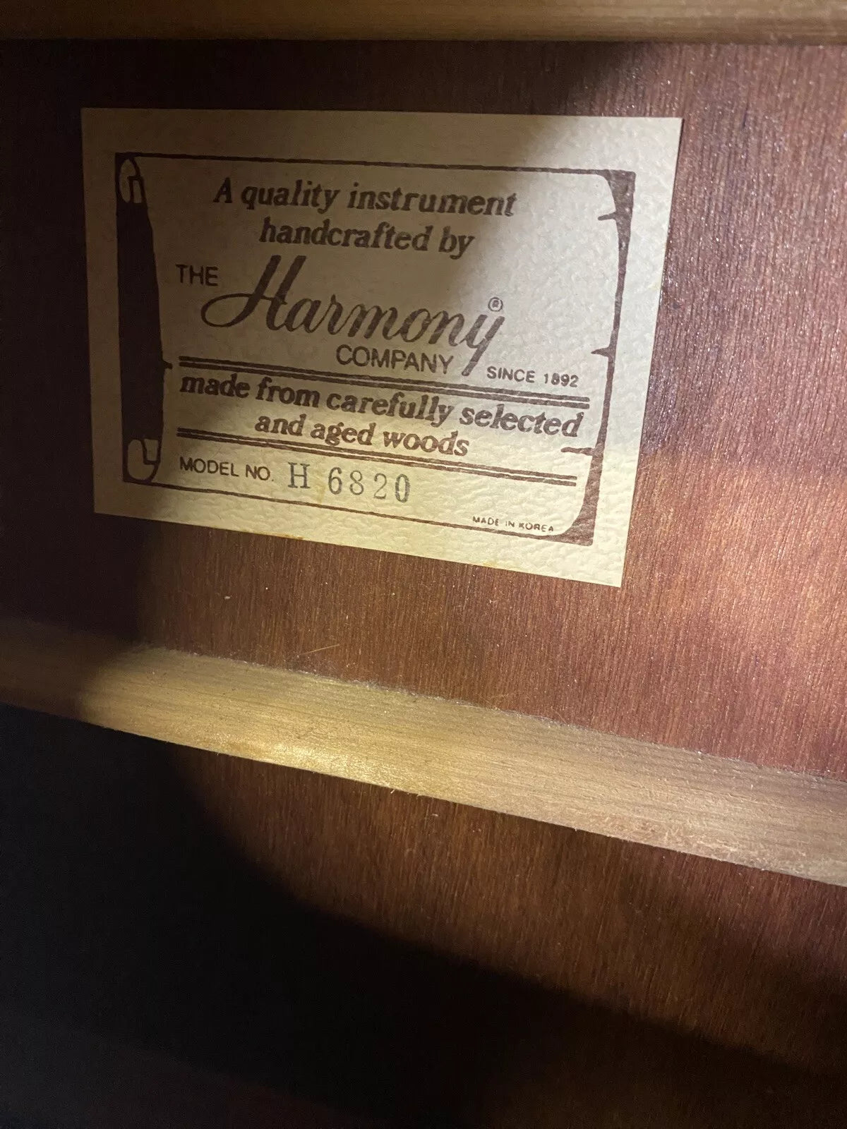 Harmony H6820 Acoustic Guitar Excellent Condition Made In Korea