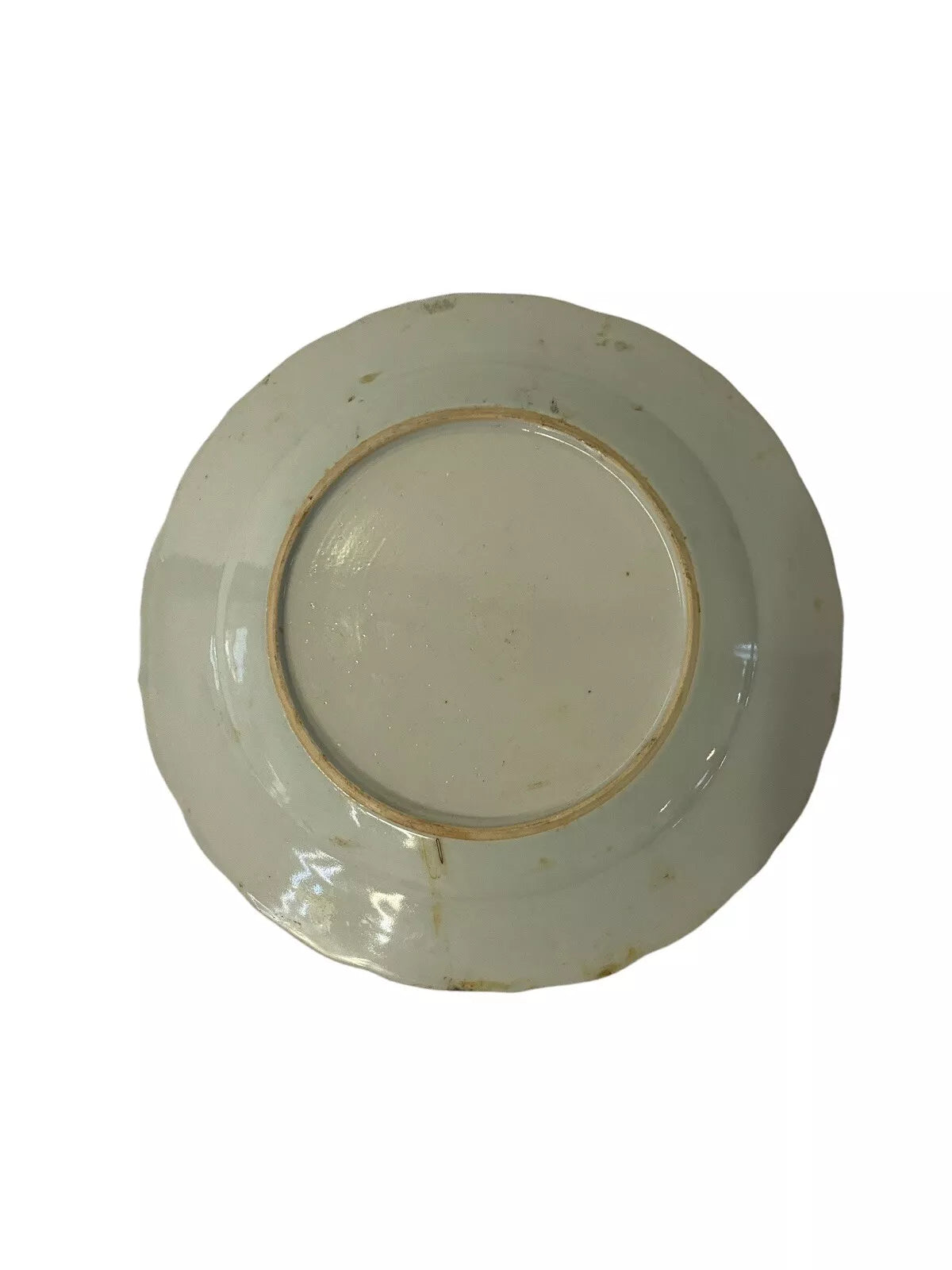 Antique Chinese Export Pseudo Tobacco Leaf Plate, 1700s Qianlong, Kintsugi.