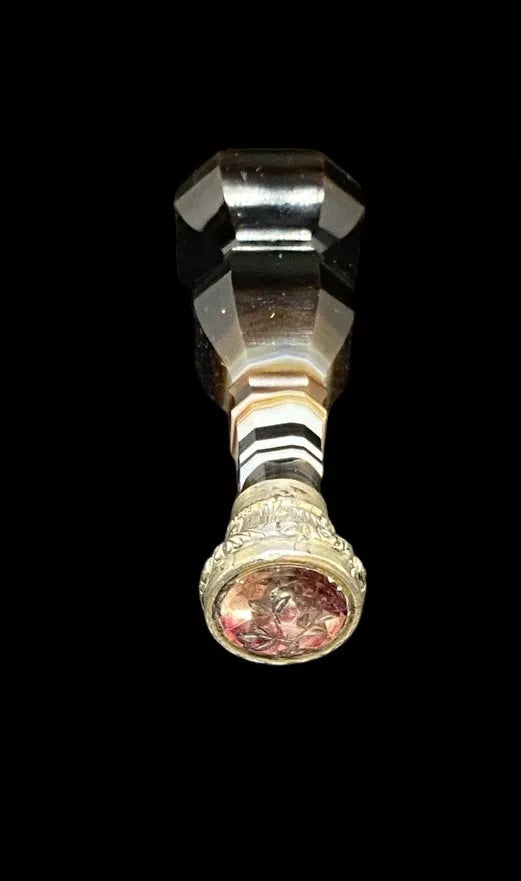 Antique 19th Century Agate and Silver Wax Seal 2.25"