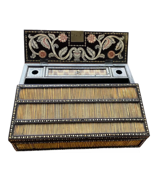 Antique Anglo Indian Porcupine Quill Campaign or Lap Desk