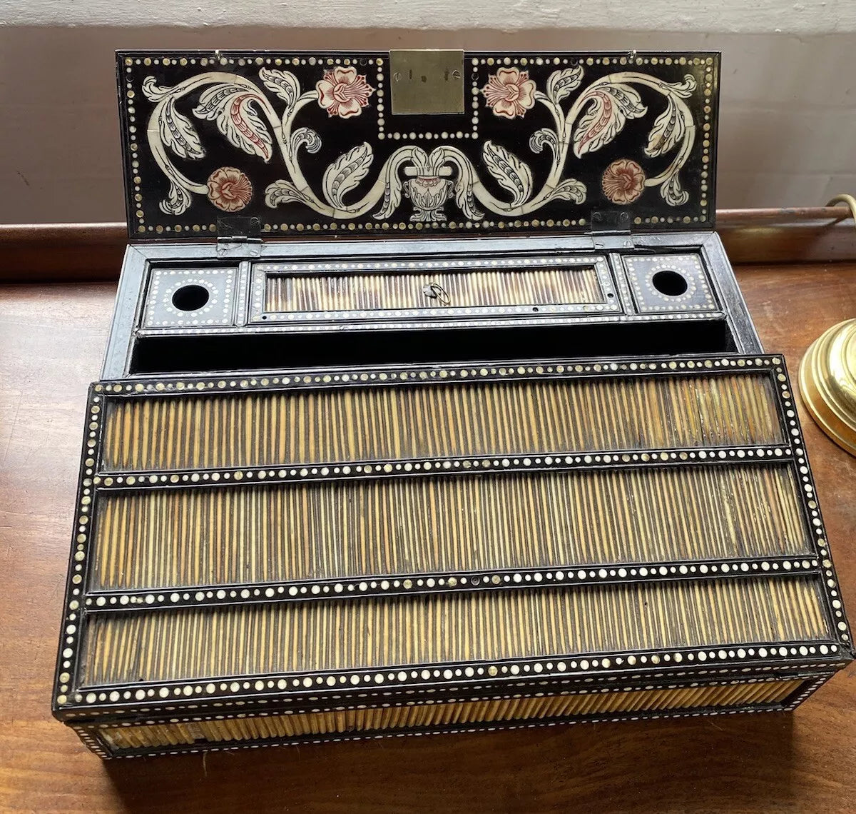 Antique Anglo Indian Porcupine Quill Campaign or Lap Desk