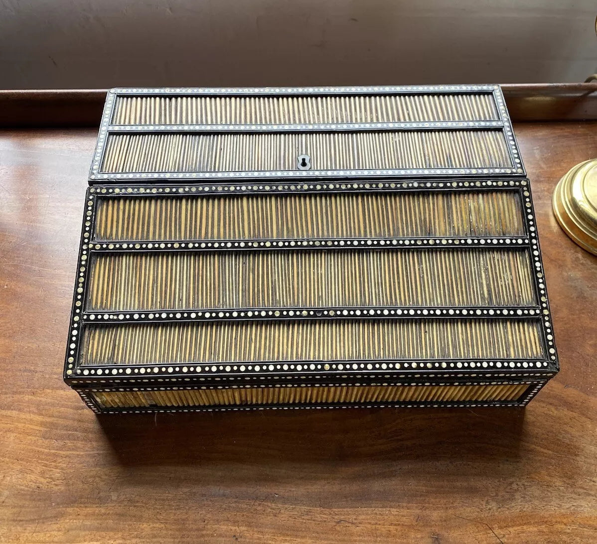 Antique Anglo Indian Porcupine Quill Campaign or Lap Desk