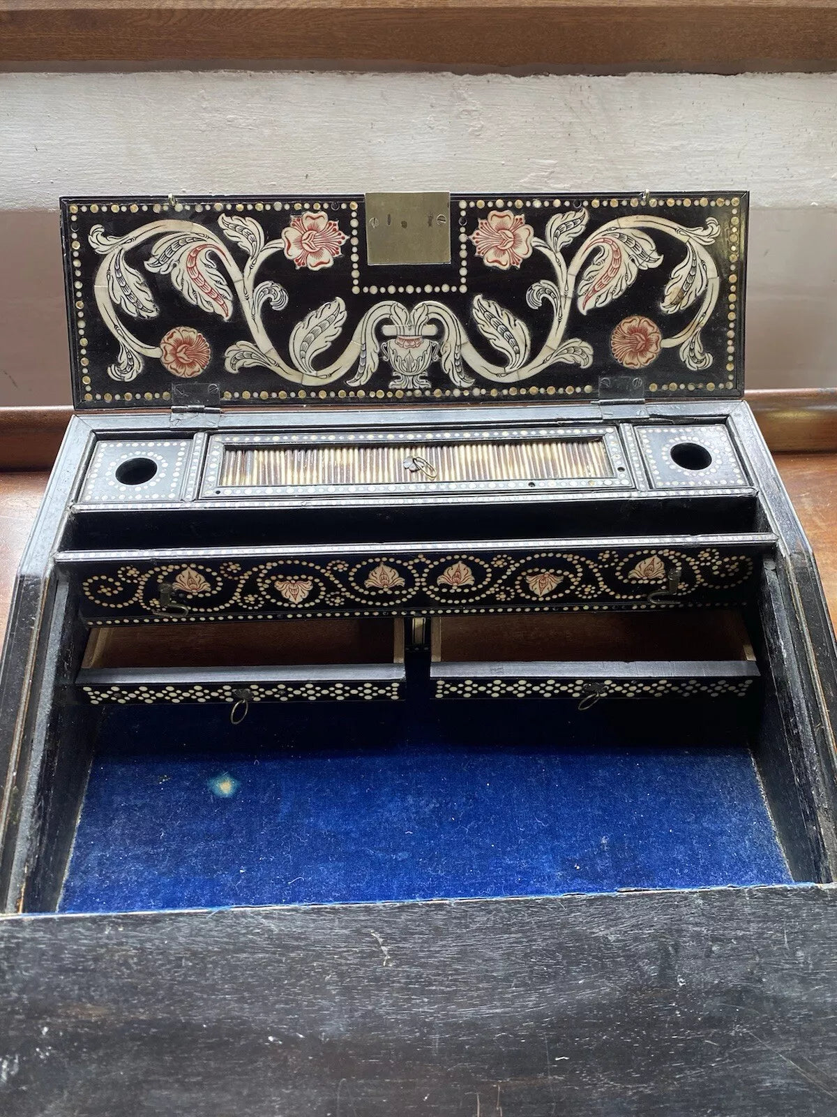 Antique Anglo Indian Porcupine Quill Campaign or Lap Desk