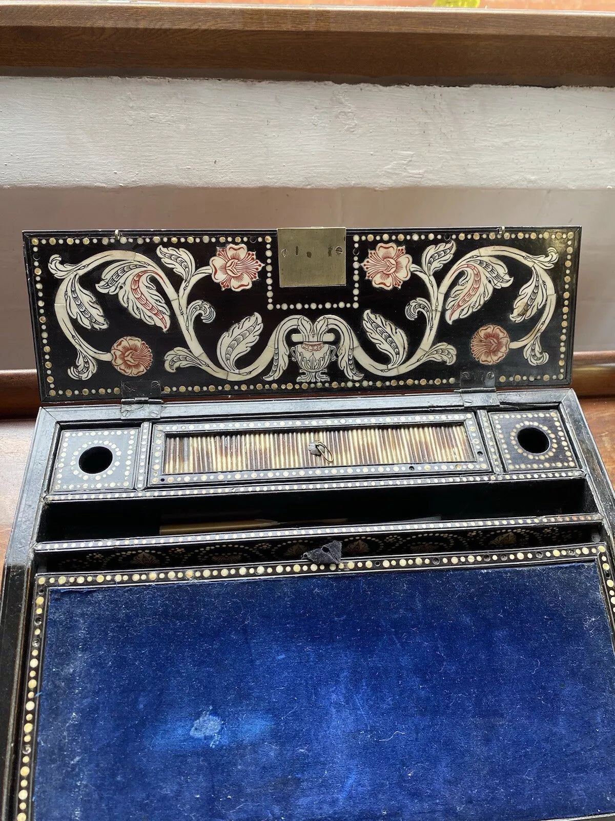 Antique Anglo Indian Porcupine Quill Campaign or Lap Desk