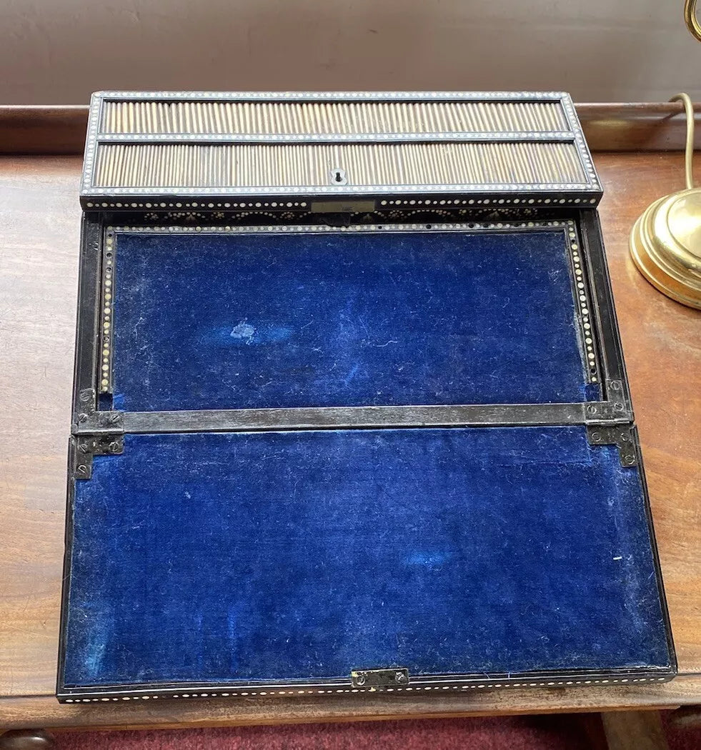 Antique Anglo Indian Porcupine Quill Campaign or Lap Desk
