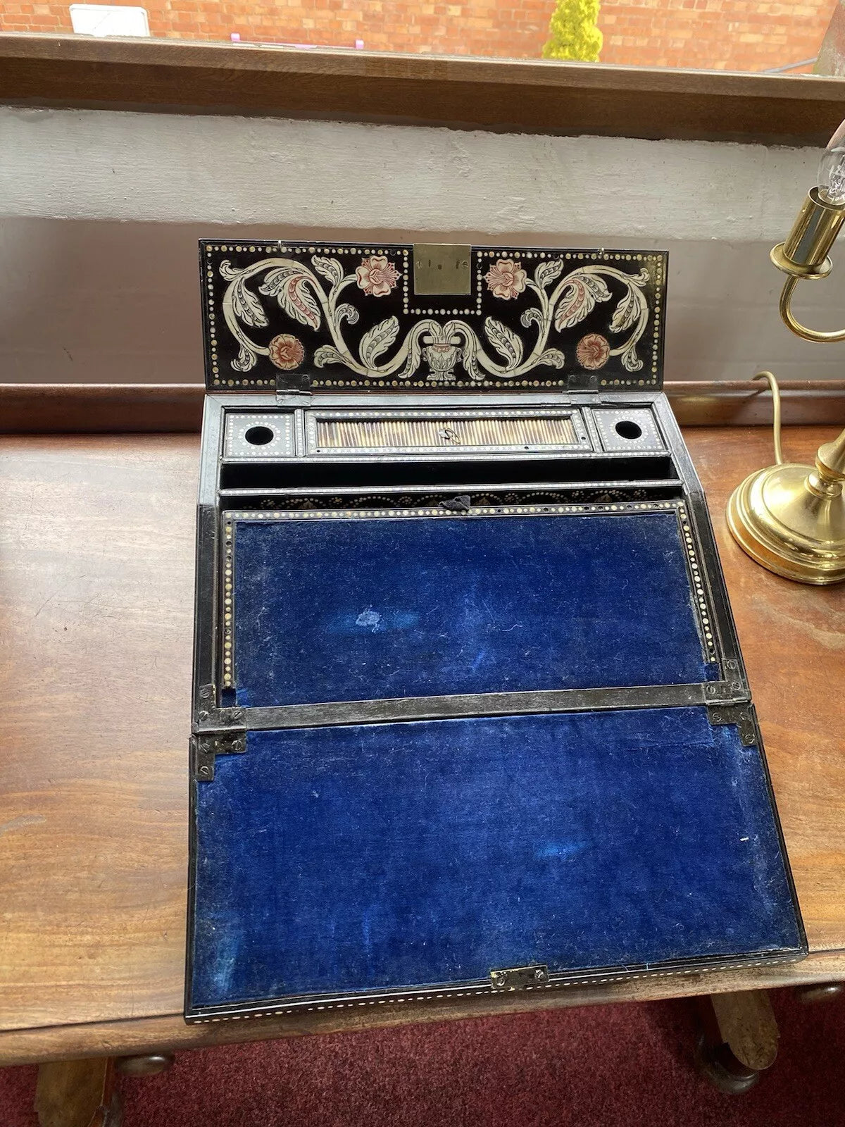 Antique Anglo Indian Porcupine Quill Campaign or Lap Desk