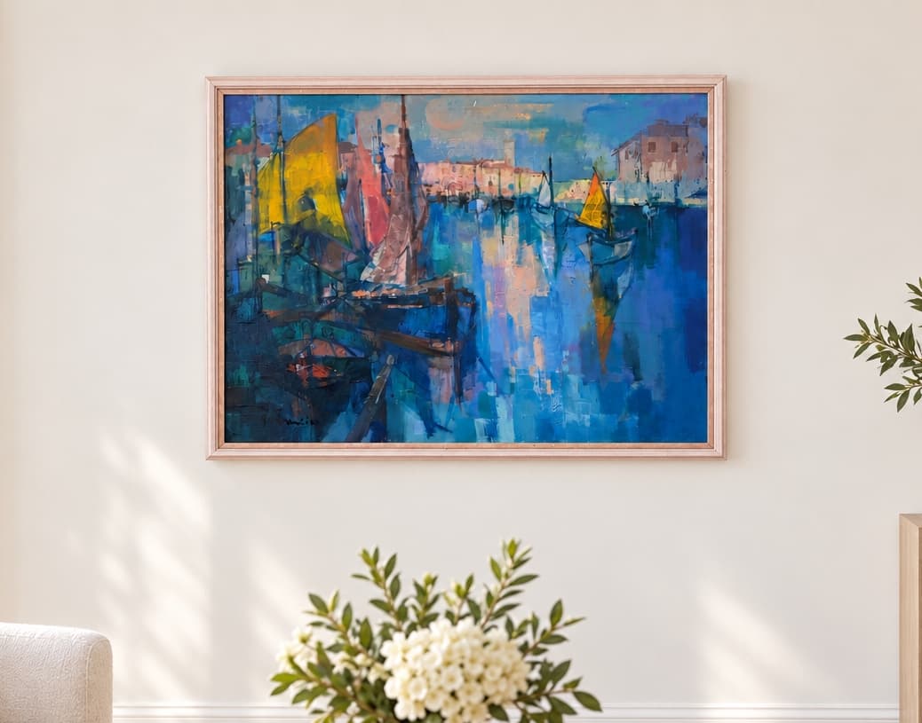 José Palmeiro 1903-1984 Original Oil Painting Venice Chioggia Signed