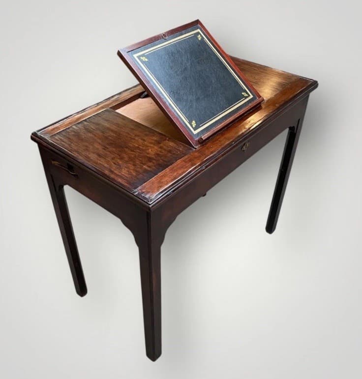 Antique 18th Century Mahogany Writing/Reading Desk Secret Drawers Candle Slides