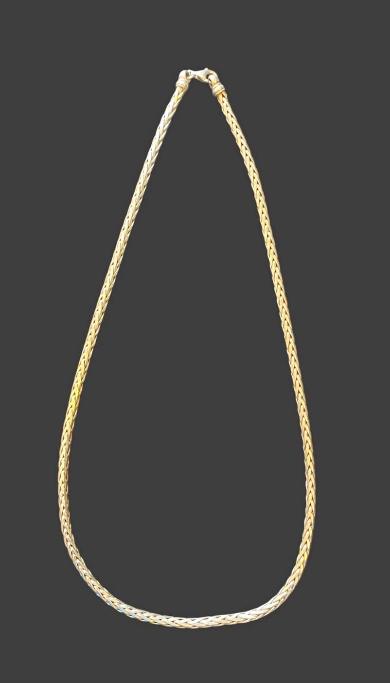 Heavy 925 Sterling Silver Wheat Spiga Chain Necklace 59.5cm Vintage