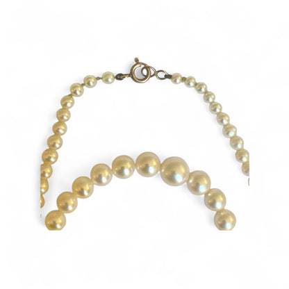 Vintage Real Pearl Necklace With 9CT Gold Clasp 43 cm