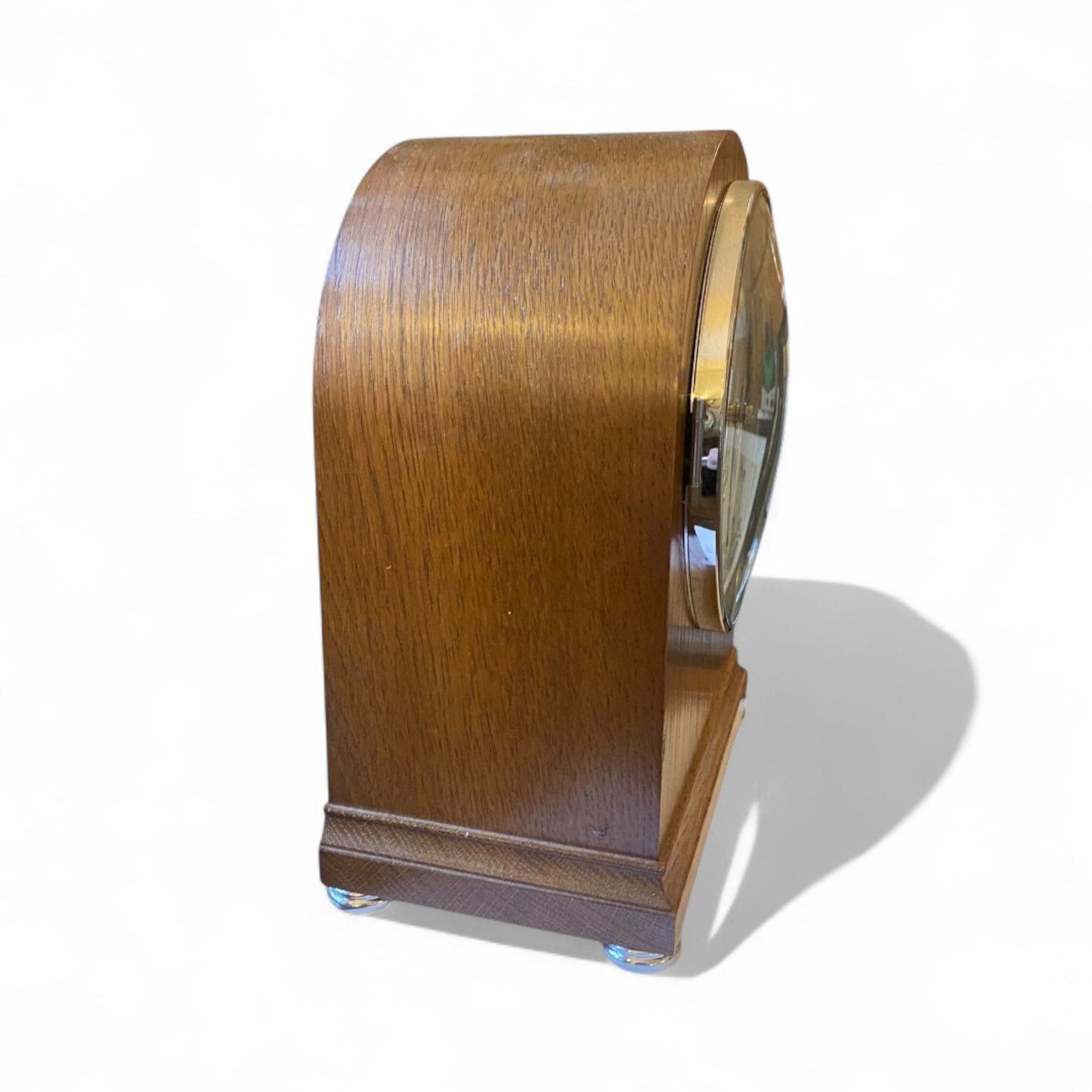 Comitti of London Regency Mahogany 8-Day Arch Top Bell Strike Mantel Clock