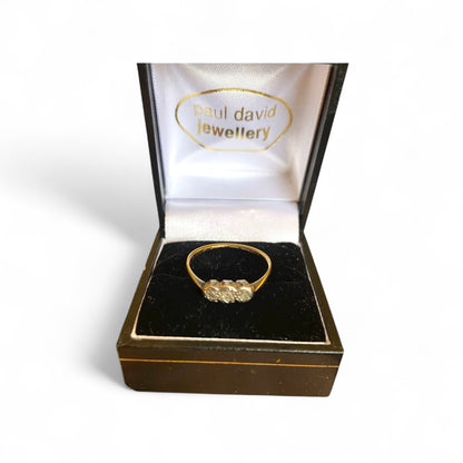 Art Deco 9ct Gold & Platinum Trilogy Diamond Ring – Size Q (UK) Elegant Vintage