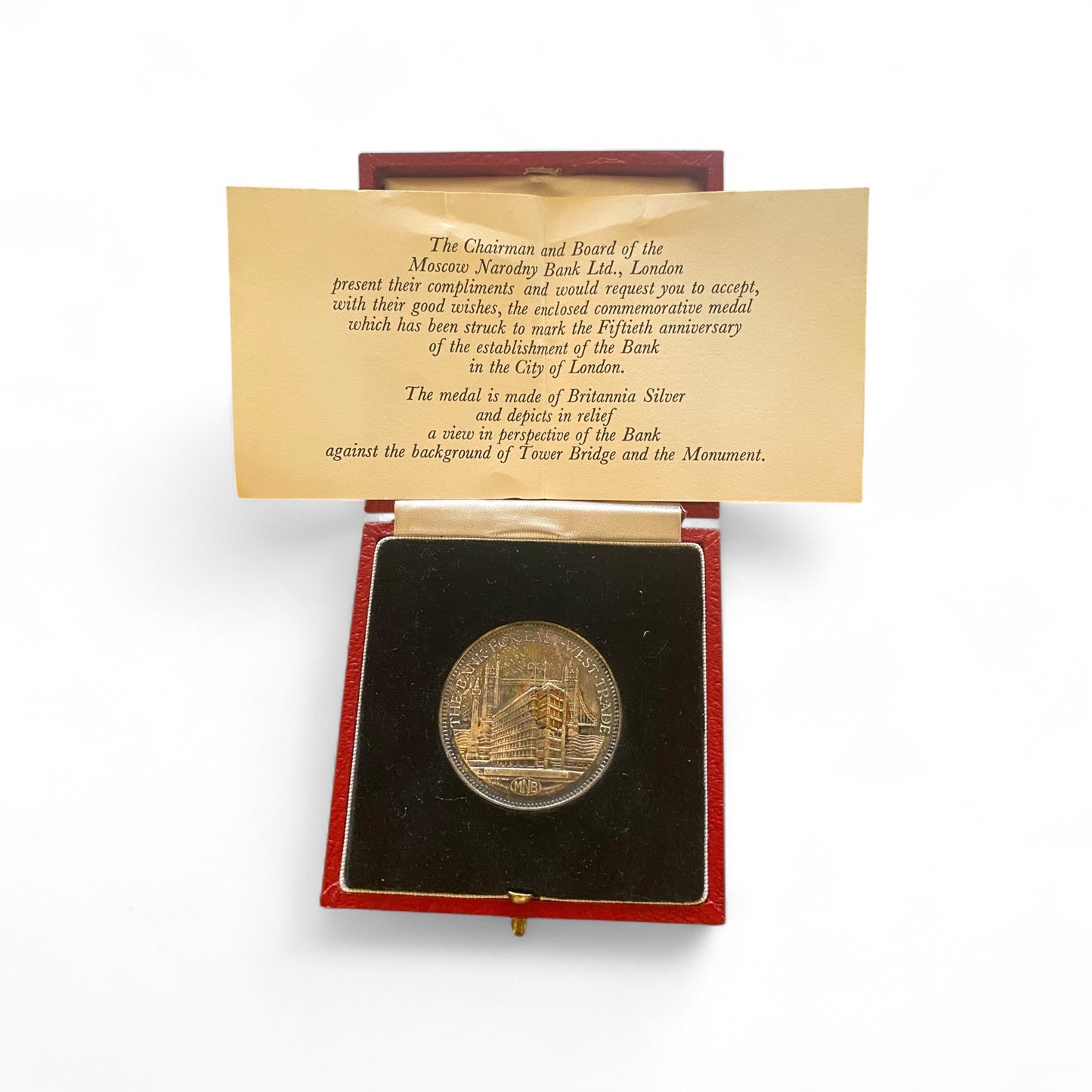 1969 Moscow Narodny Bank Silver Medal – 50th Anniversary – Britannia Silver