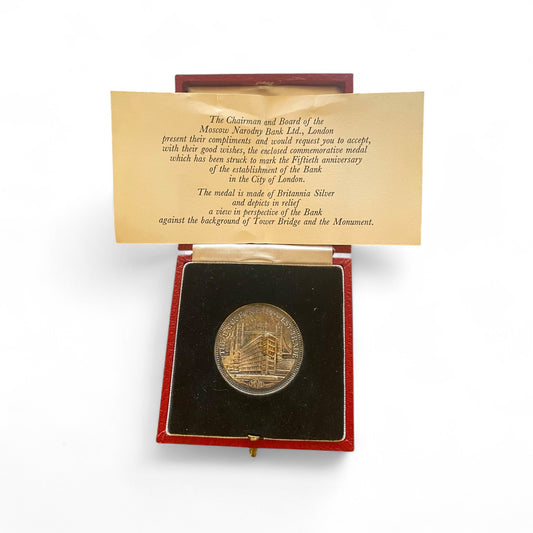 1969 Moscow Narodny Bank Silver Medal – 50th Anniversary – Britannia Silver