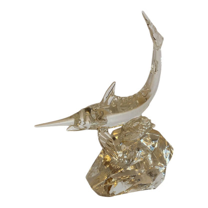 Neil Harris Crystal Marlin Sculpture / Paperweight, Signed, 1992