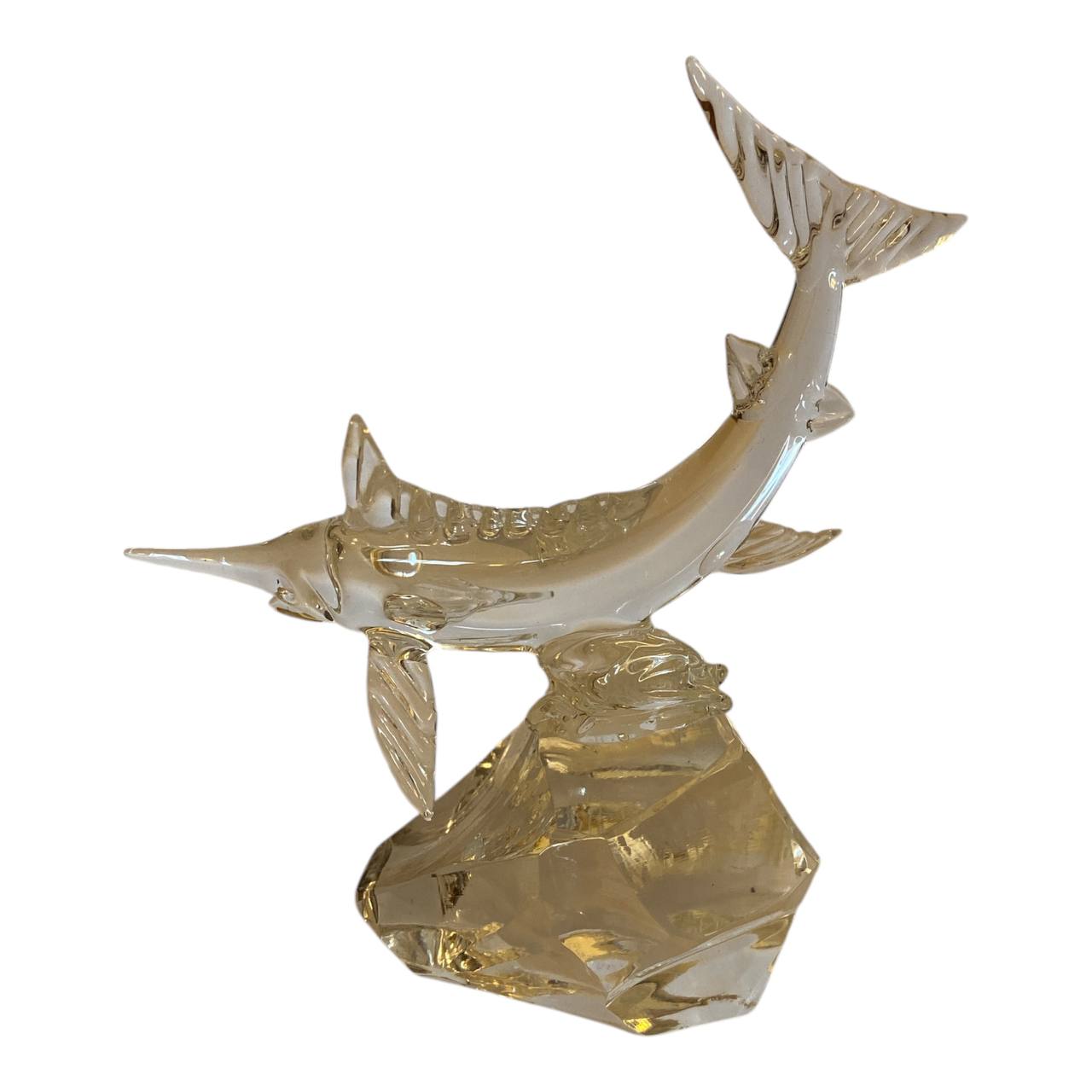 Neil Harris Crystal Marlin Sculpture / Paperweight, Signed, 1992