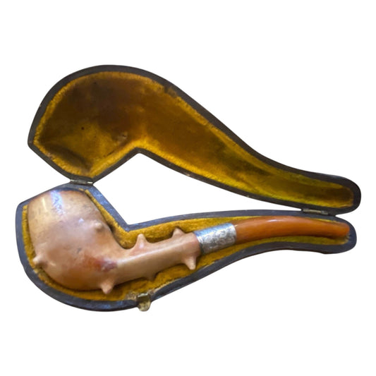 Late 19th century meerschaum pipe With Sterling Silver Insert