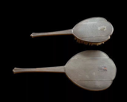 Vintage c1964 Sterling Silver Hand Held Mirror and Hair Brush Set
