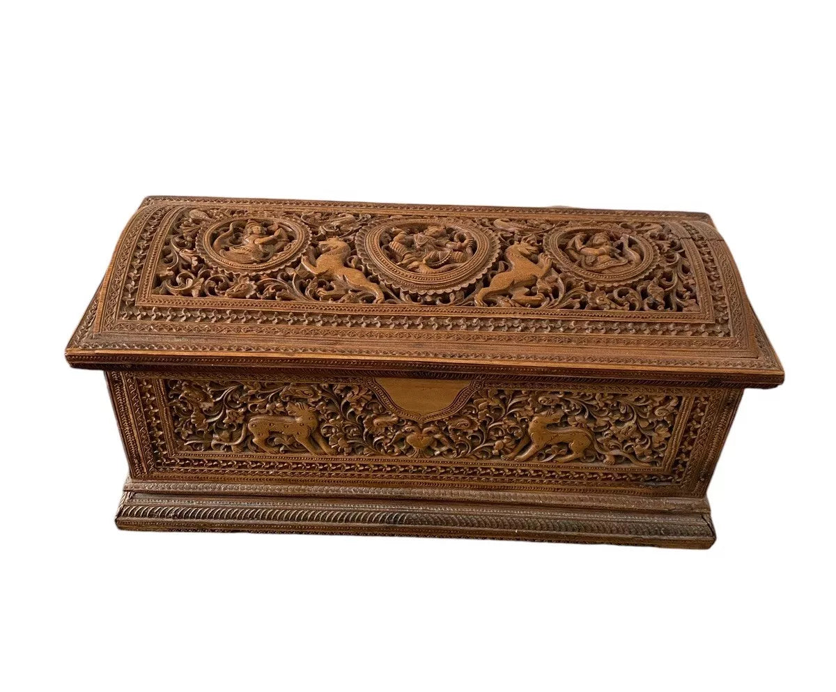 Casket, by M. Puttapa Gudigar. Carved and pierced sandalwood. Sorab, India, 1875